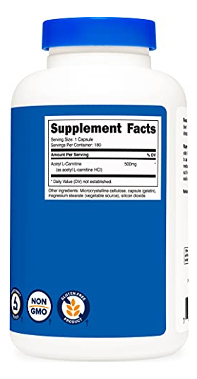 Salud y Equipamiento Médico - Nutricost Acetyl L-carnitine 500 Mg, 180 Capsulas - Sin Omg 2