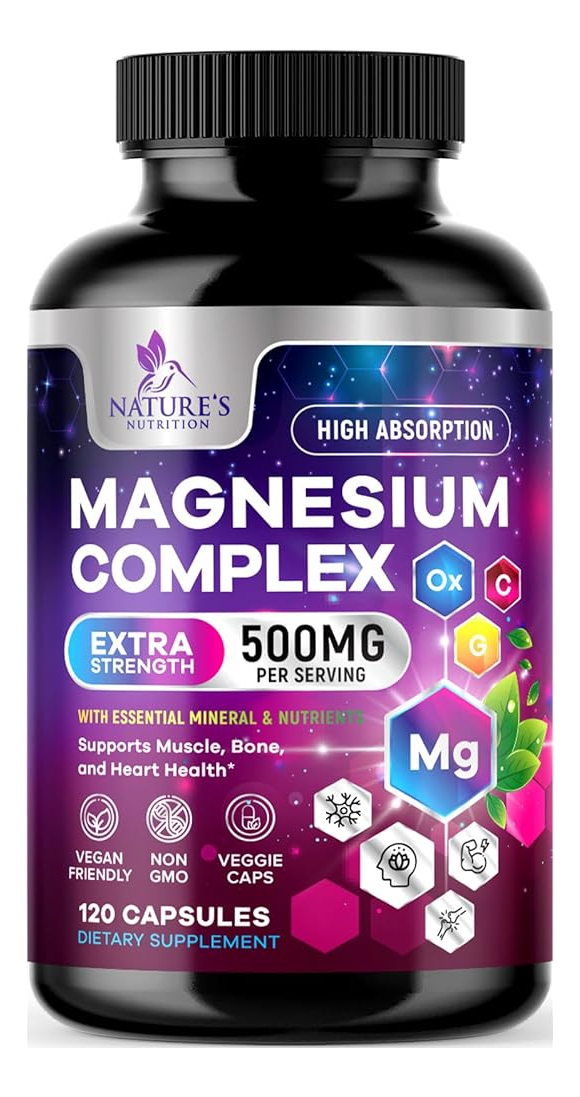Salud y Equipamiento Médico - Complejo De Magnesio 500 Mg Con Glicinato, Malato, Citrato,