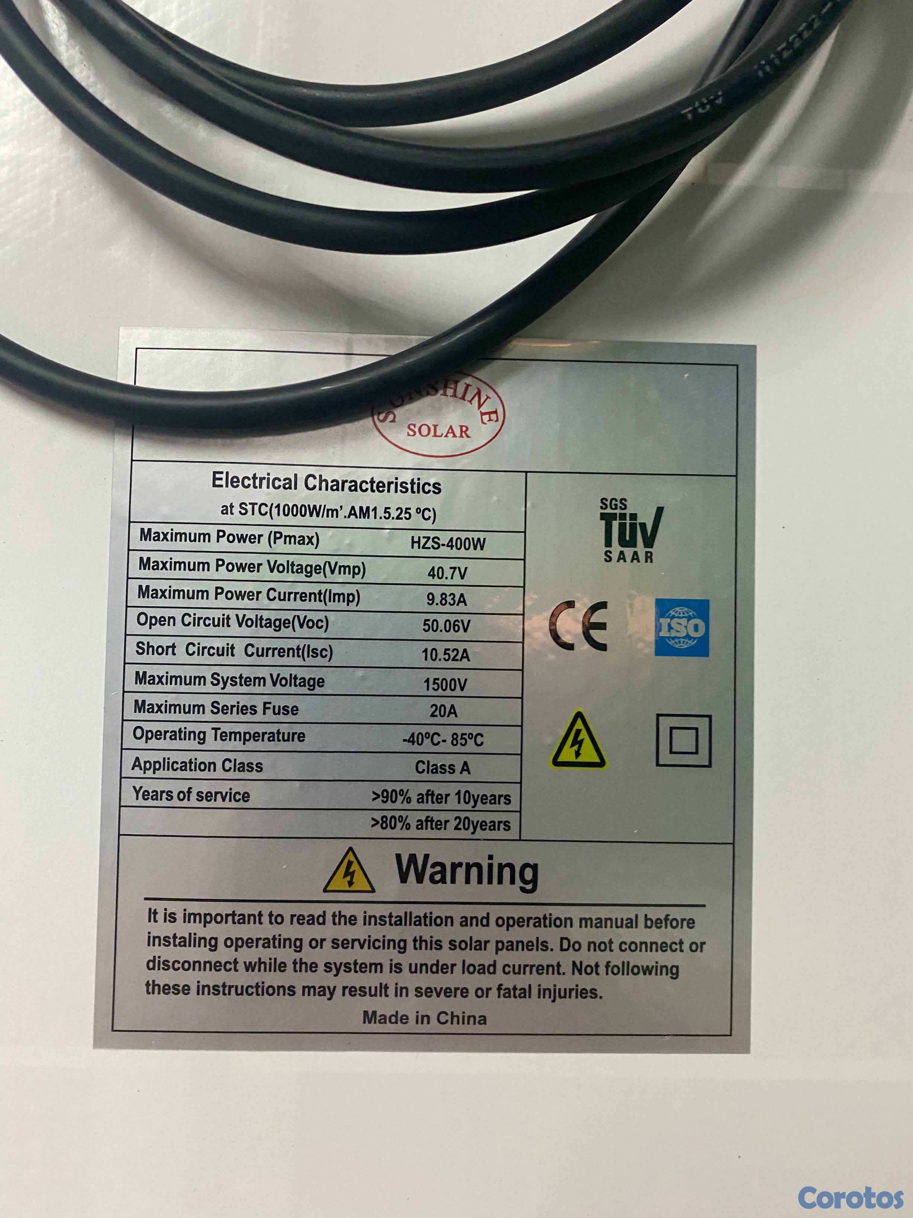 plantas e inversores - paneles solares mono- cristalino 400 Watts  2