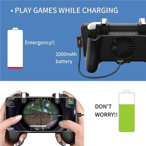 accesorios para electronica - Control Con Ventilador Para Jugar con celular + Power Bank. gamepad abanico 4