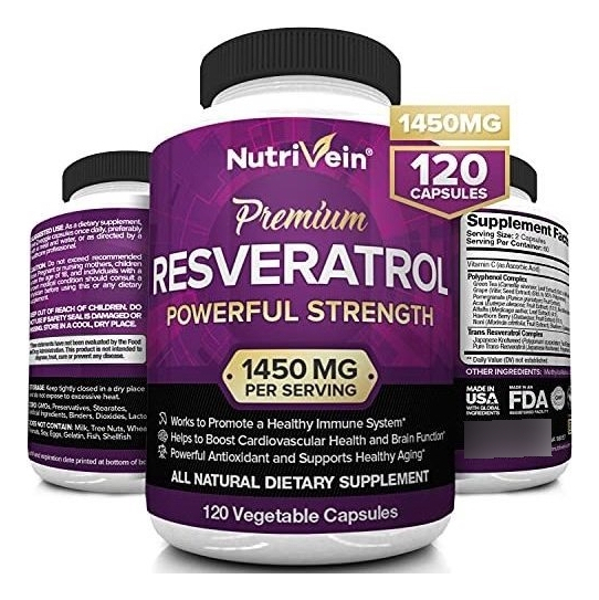 Salud y Equipamiento Médico - Resveratrol 1450mg Antioxidante Inmune Nutrivein 120 Cap
