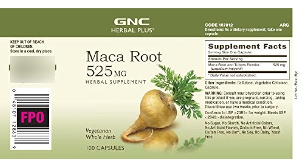 Salud y Equipamiento Médico - Gnc Raiz De Maca 525 Mg Apoyo Vitalidad 100 Cap 2