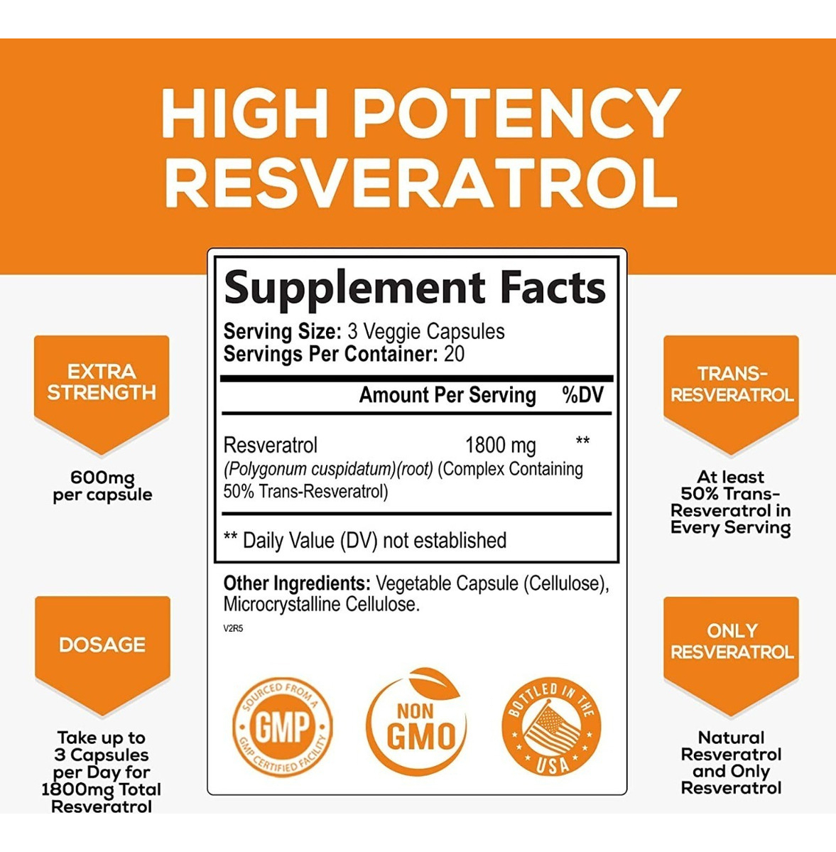 Salud y Equipamiento Médico - Resveratrol 60 Caps 1800mg 1