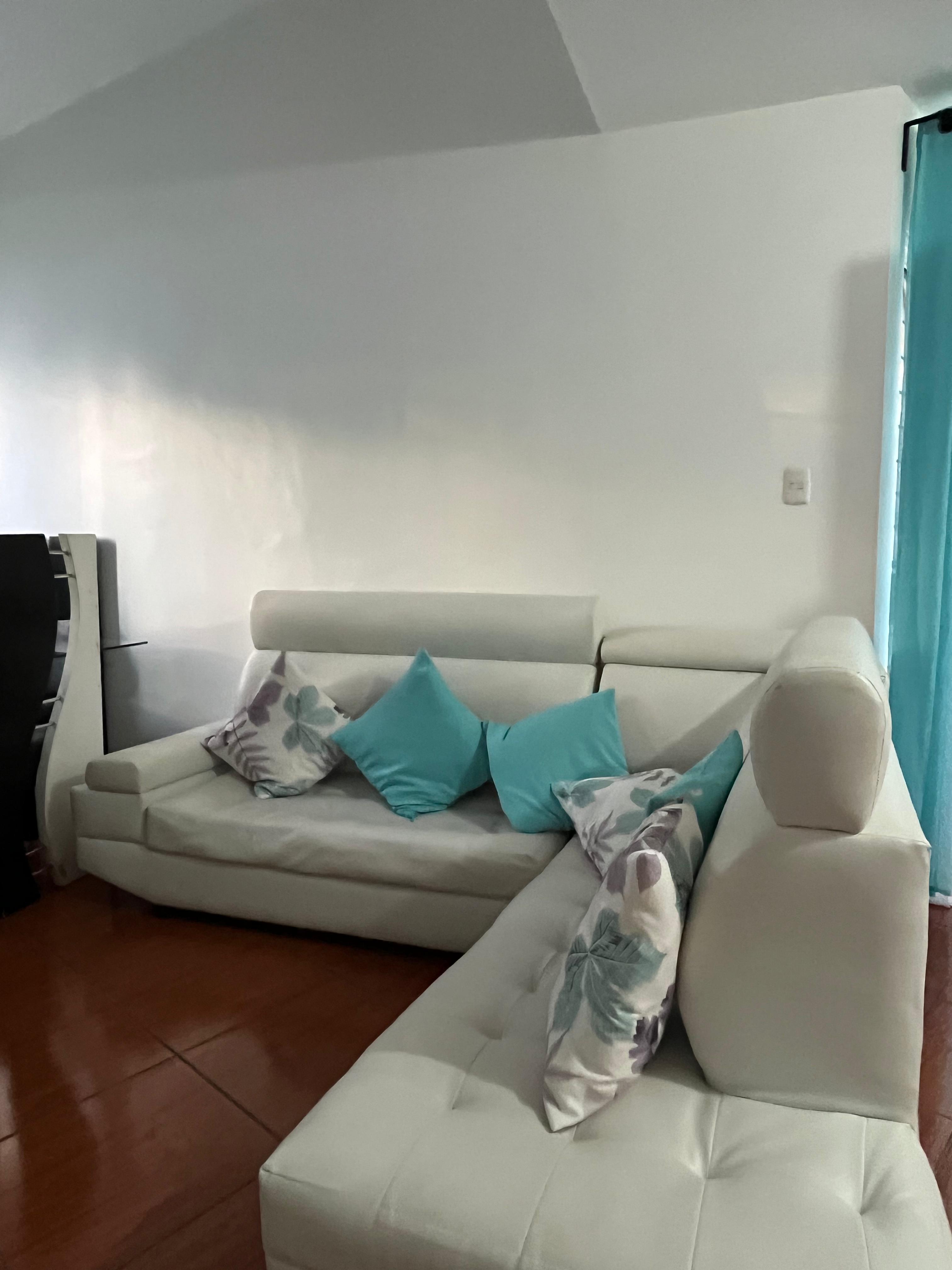 muebles y colchones - mesa con tope en cristal y 6 sillas mueble blanco en L y mesa centro italiana 8
