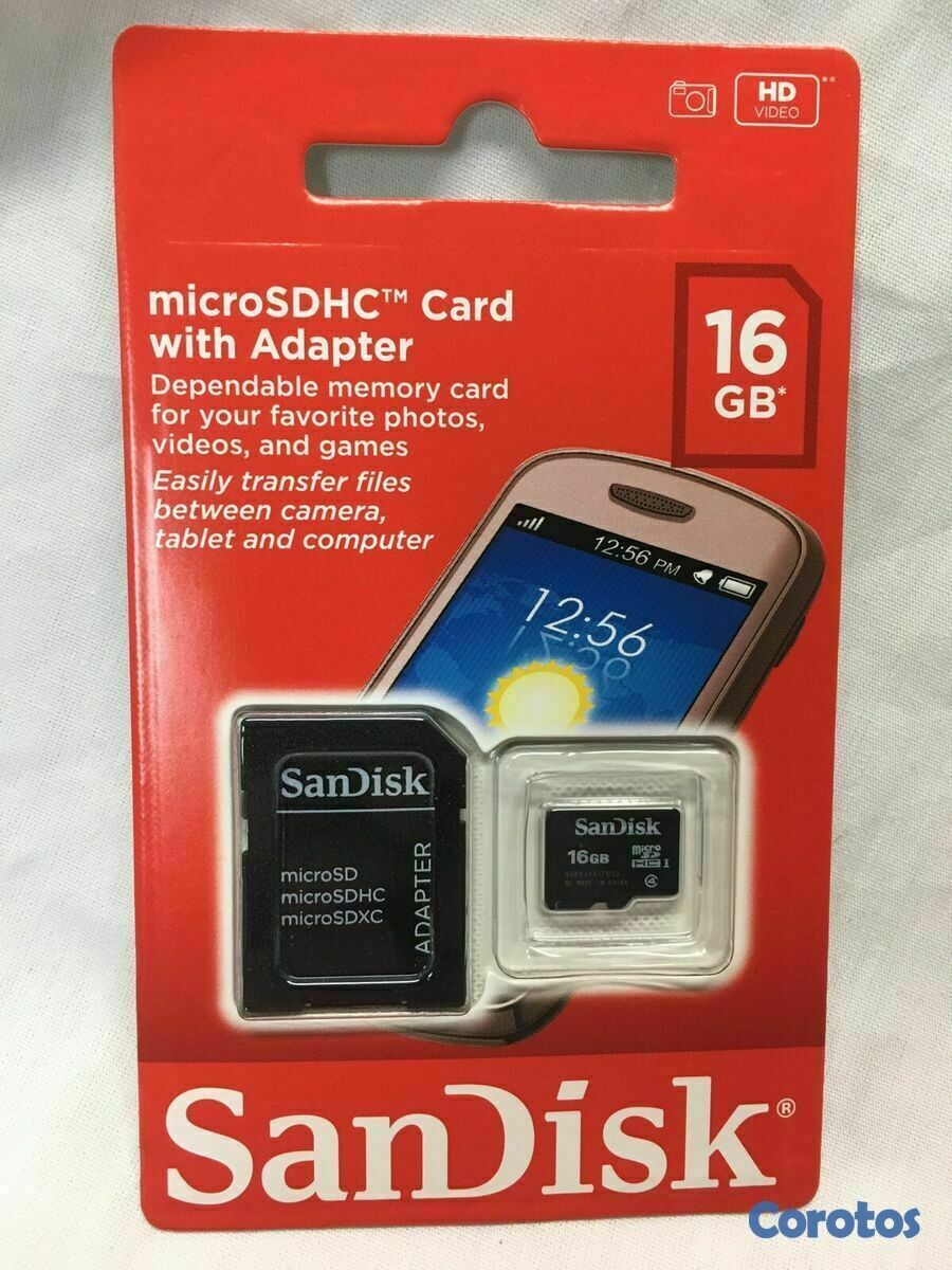 otros electronicos - Memoria MicroSD SanDisk 16GB con Adaptador 2