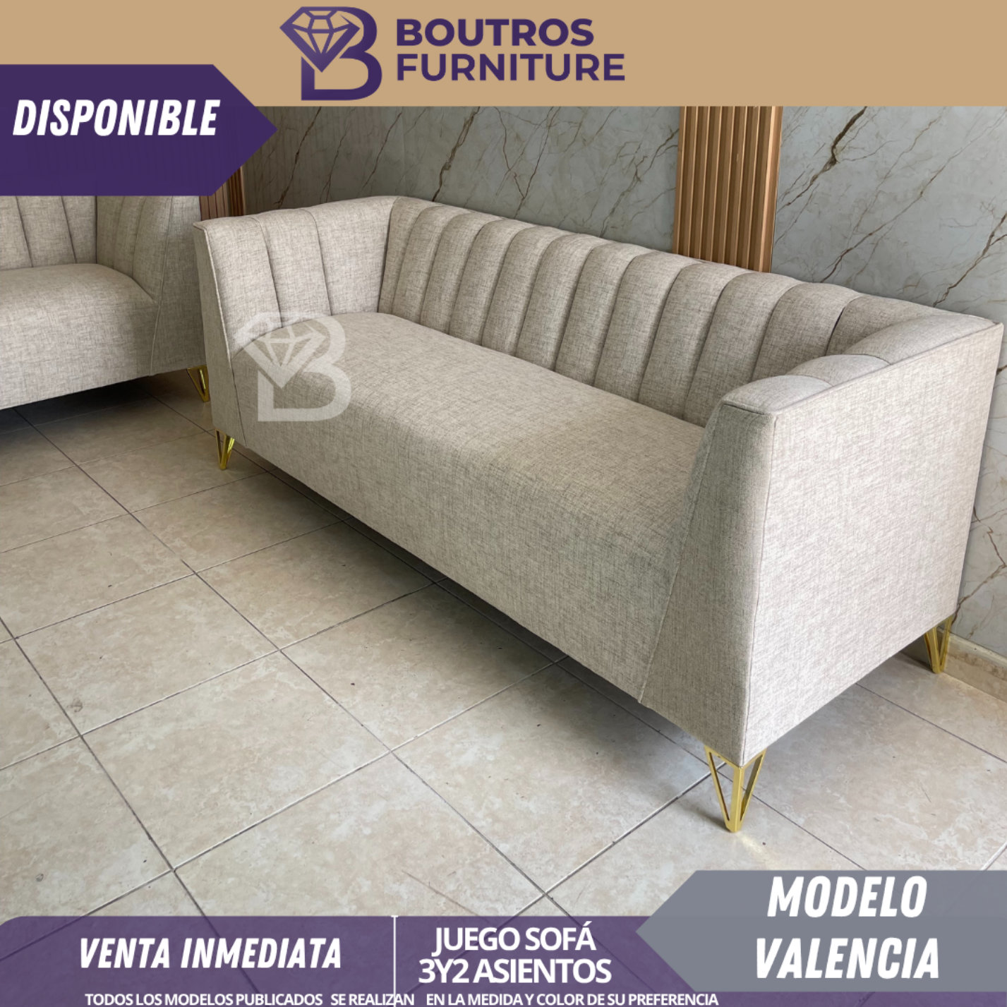 muebles y colchones - sofá valencia de 3y2 asientos 
 2