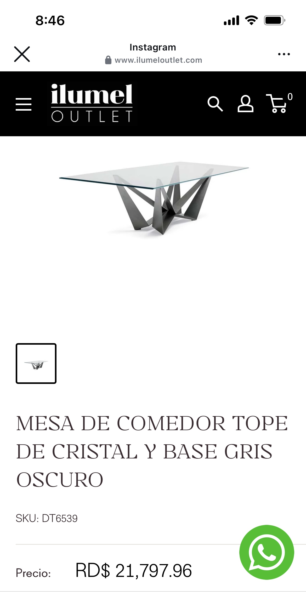 muebles y colchones - Mesa de cristal con base de hierro  0