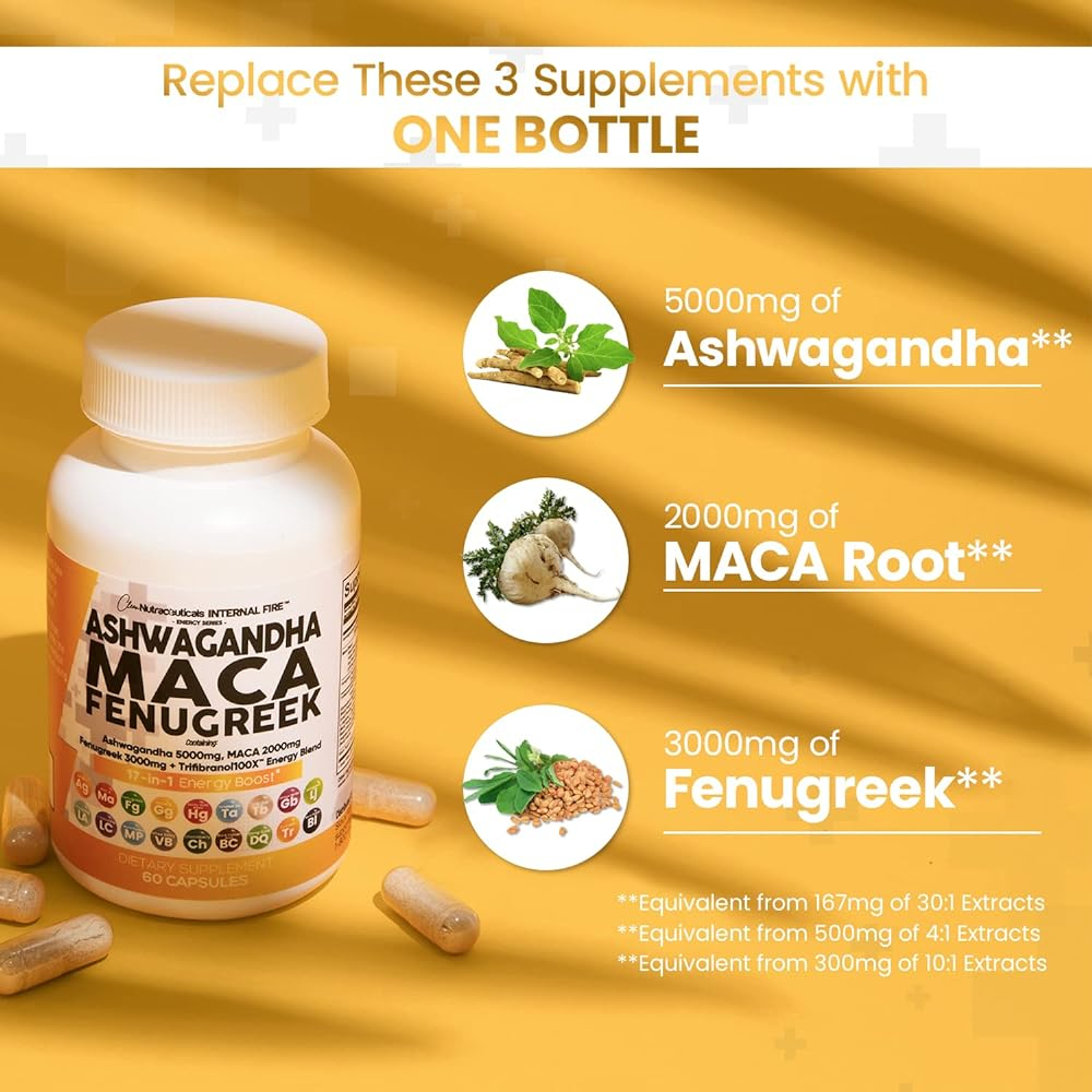 Salud y Equipamiento Médico - Ashwagandha 5000mg Raíz De Maca 2000mg Fenogreco 3000mg 1