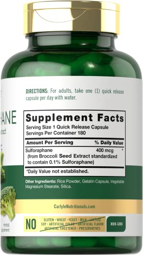 Salud y Equipamiento Médico - Sulforafano 400mcg | De Extracto De Semilla De Brocoli | 180 2