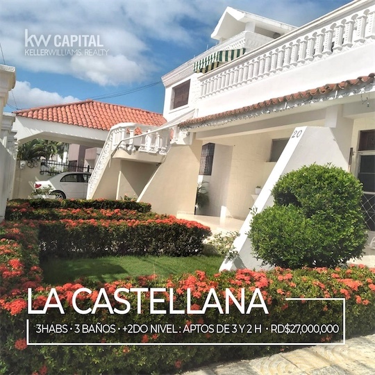 casas - casa en la castellana Distrito Nacional con 506mts con 2 apartamentos 