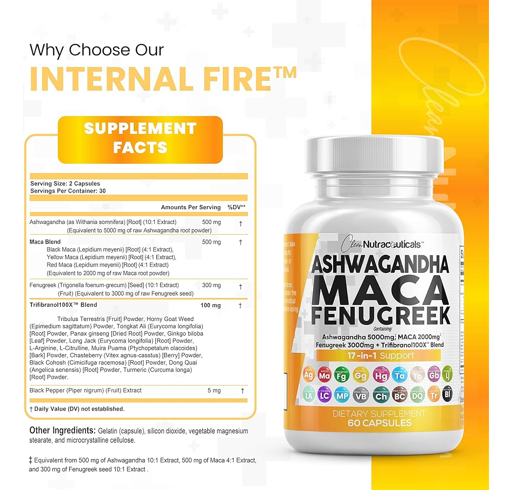 Salud y Equipamiento Médico - Ashwagandha 5000mg Raíz De Maca 2000mg Fenogreco 3000mg 2