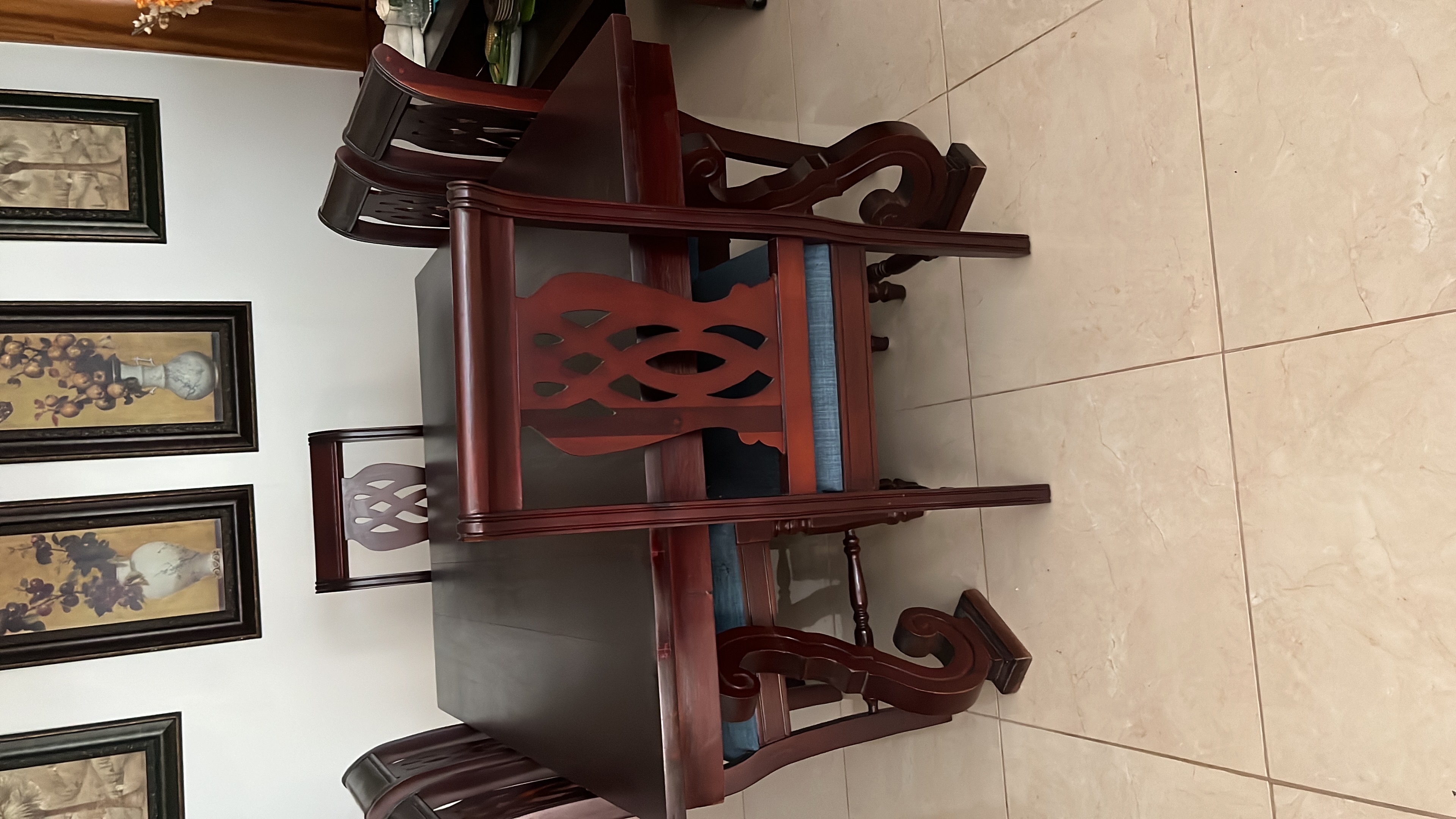 muebles y colchones - venta comedor caoba centenaria cuadrado de 6 sillas medidas 70 x 48 pulgadas