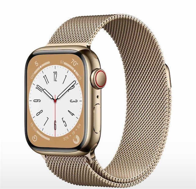 celulares y tabletas - Apple Watch serie 8 45mm acero inoxidable gold nuevo sellado 3