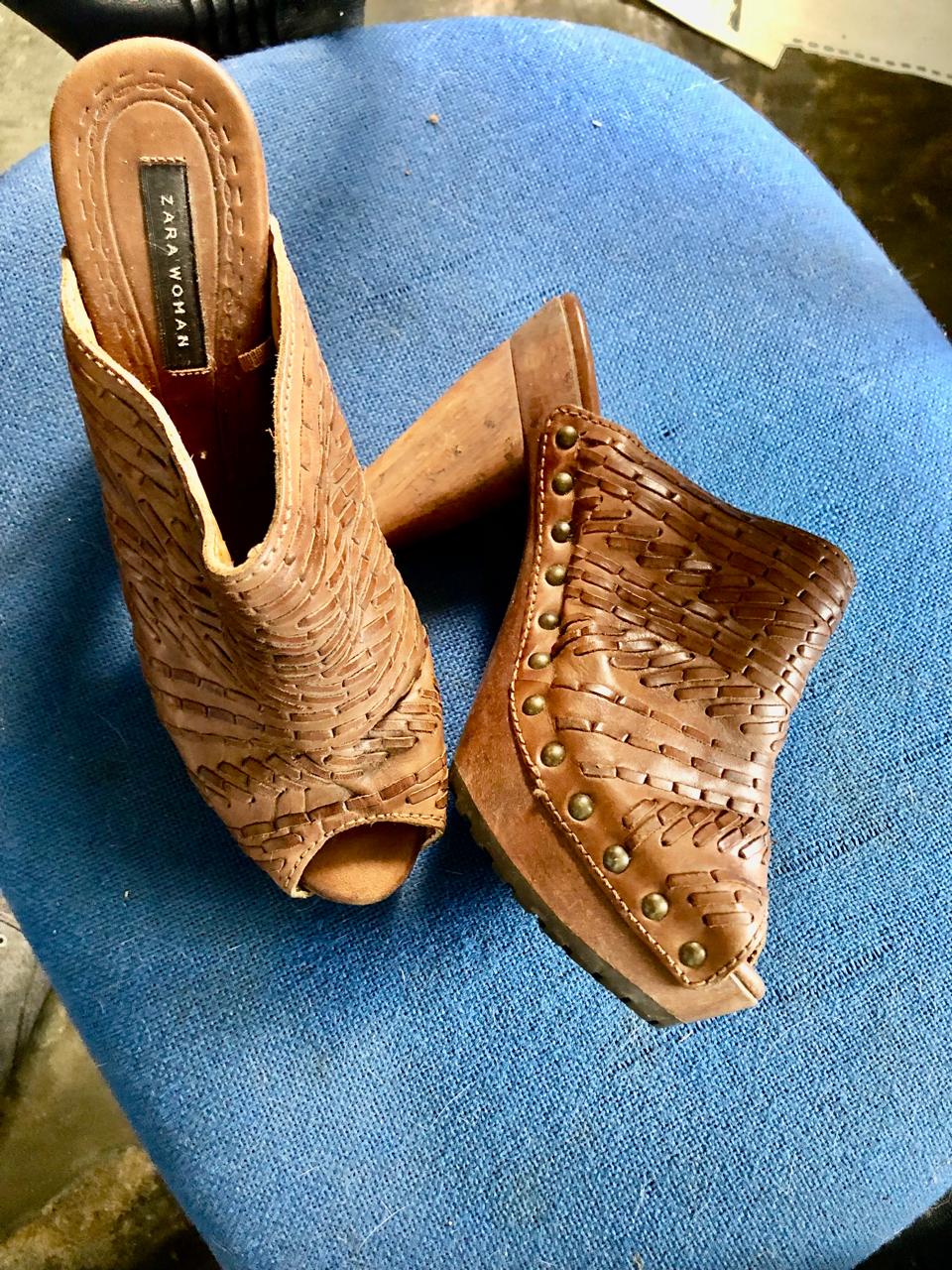 zapatos para mujer - ZAPATOS ZARA,CERRADO , EN PIEL ,#37   3