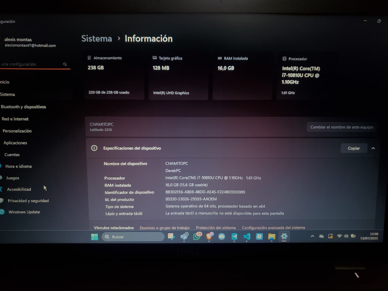 computadoras y laptops - DELL LATITUDE 5510 DE OPORTUNIDAD  4