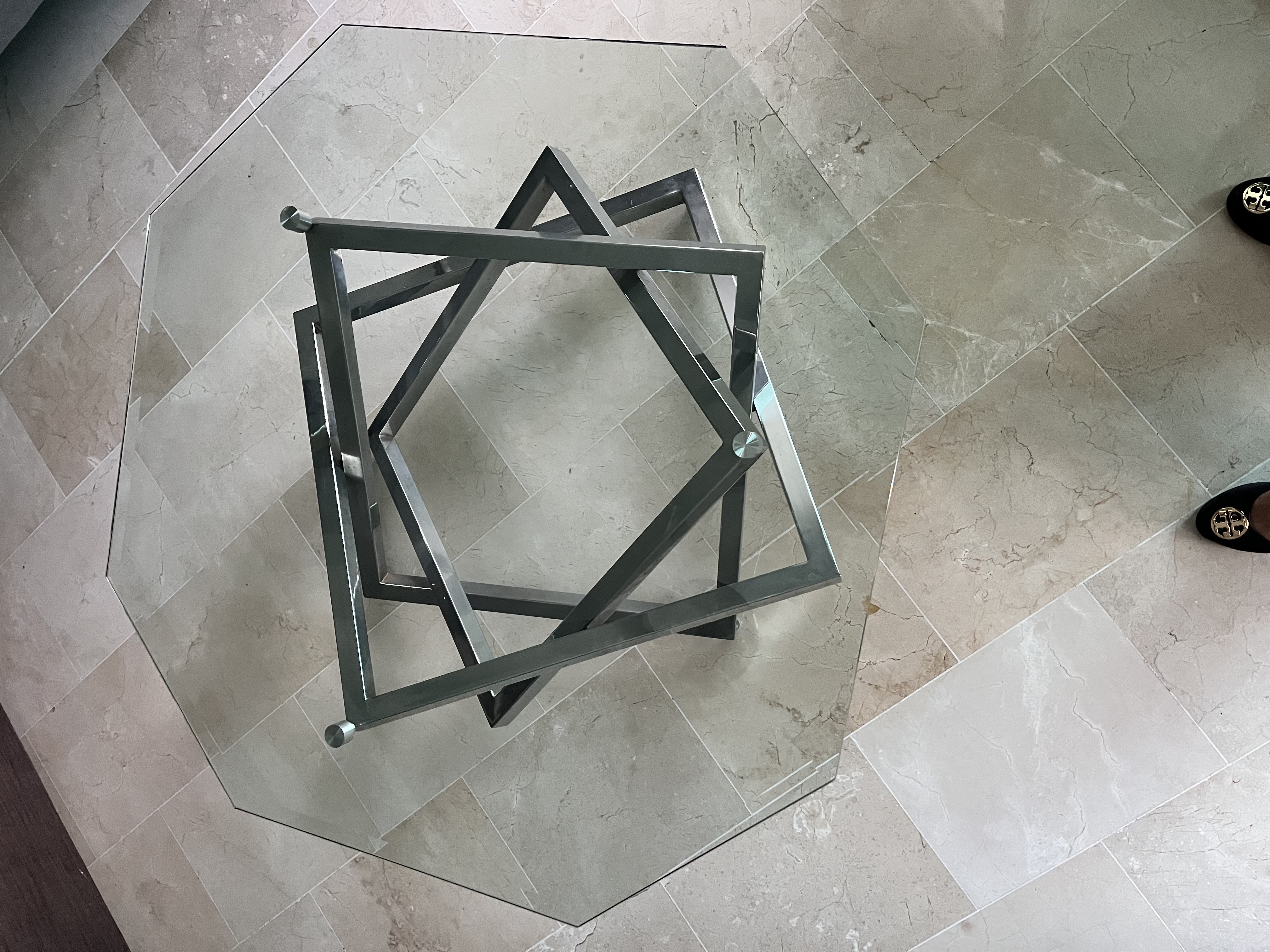 muebles y colchones - Mesa de centro moderna en vidrio y acero cromado  3