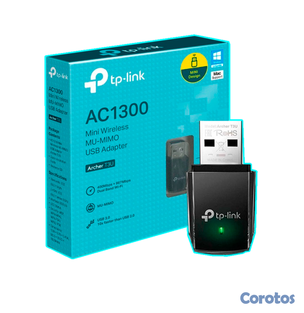 computadoras y laptops - ADAPTADOR DE RED USB WIFI TP-LINK AC1300 ARCHER T3 1