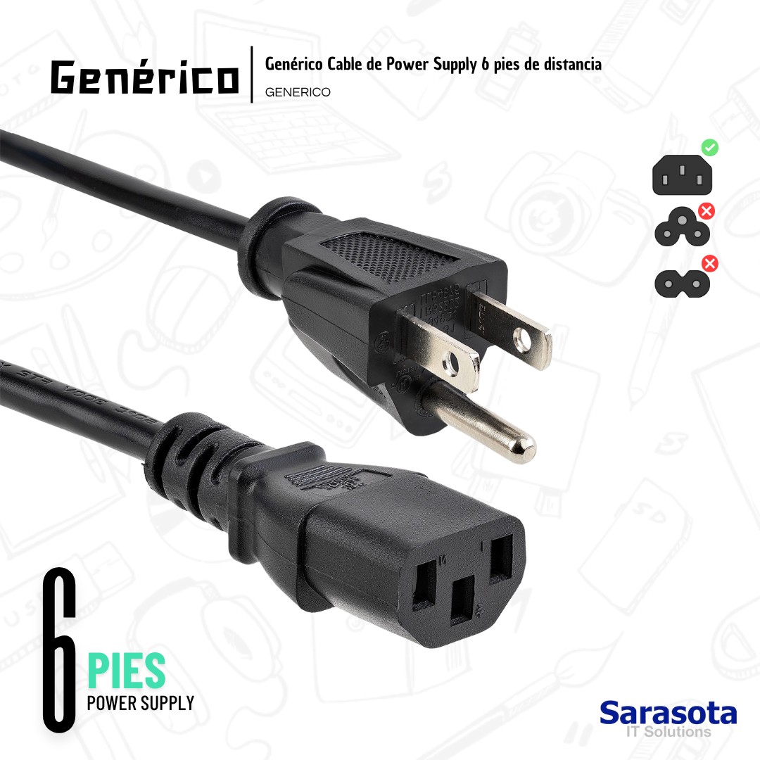 accesorios para electronica - Cable de fuente de 6 pies 2