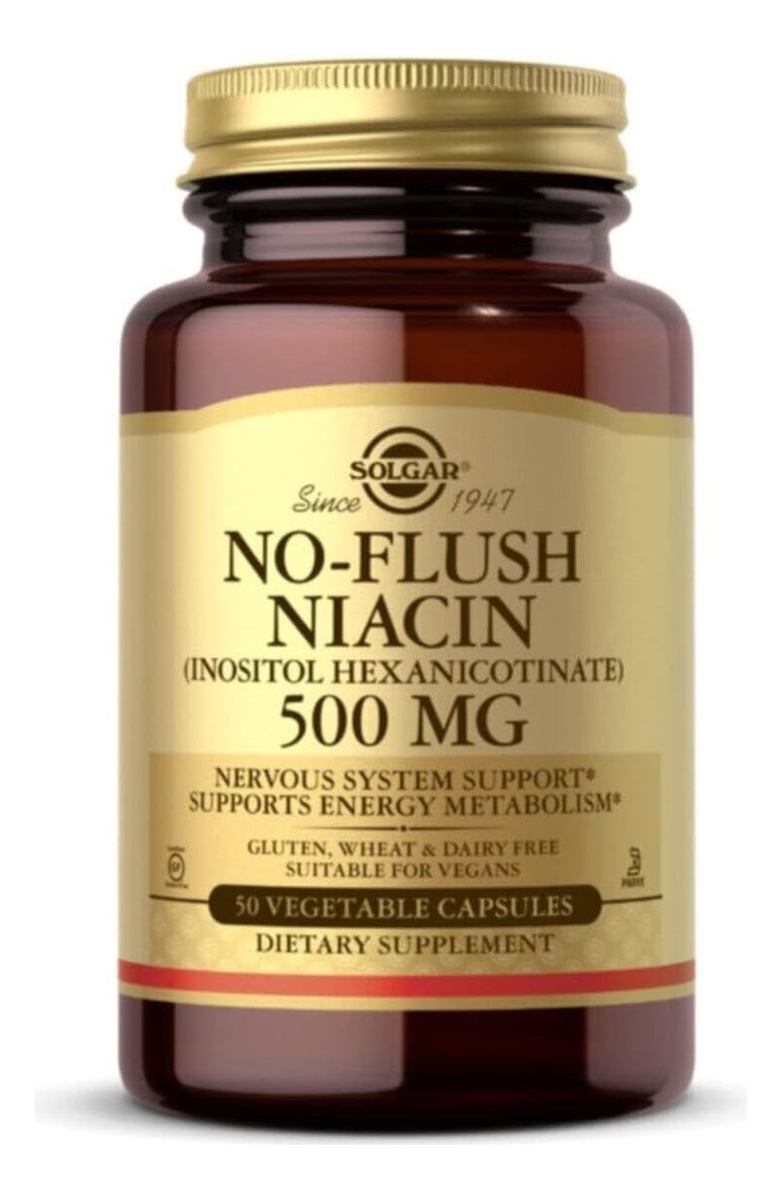 Salud y Equipamiento Médico - Niacina Sin Enjuague 500 Mg Solgar 50 Vcaps
