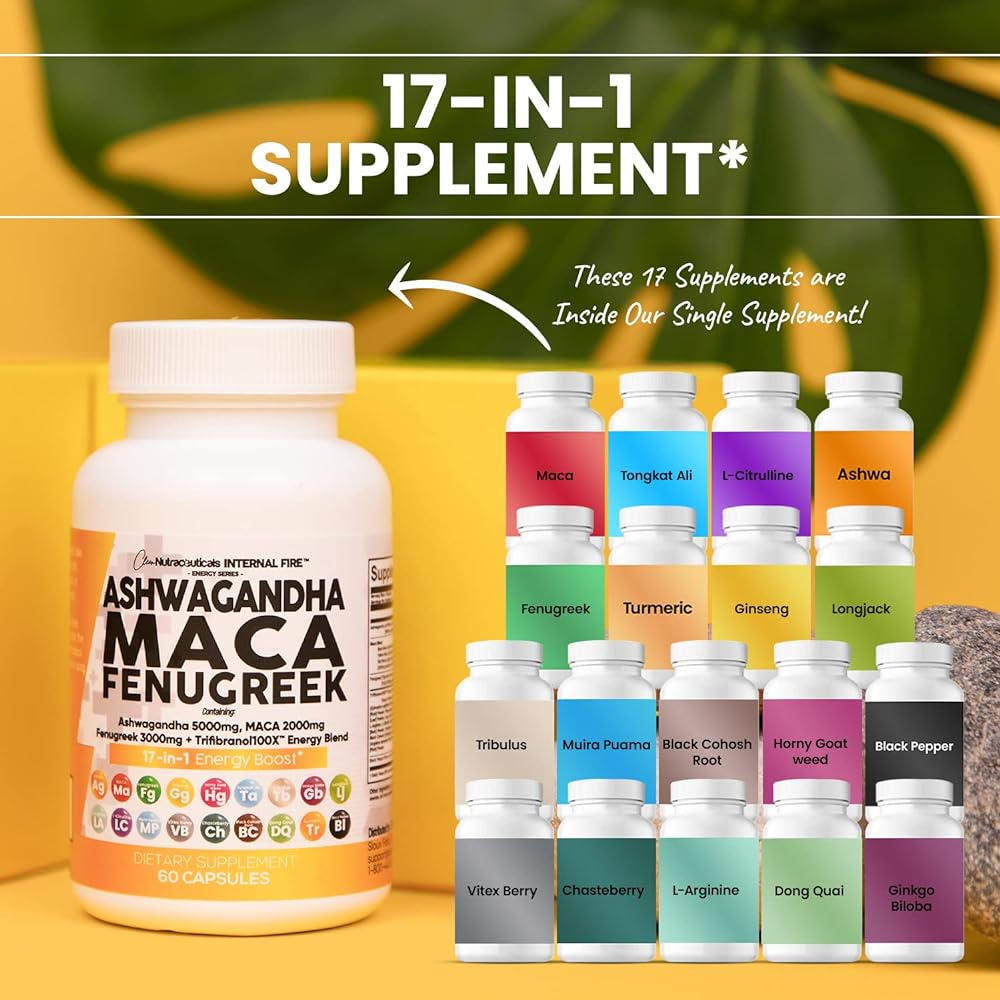 Salud y Equipamiento Médico - Ashwagandha 5000mg Raíz De Maca 2000mg Fenogreco 3000mg 3