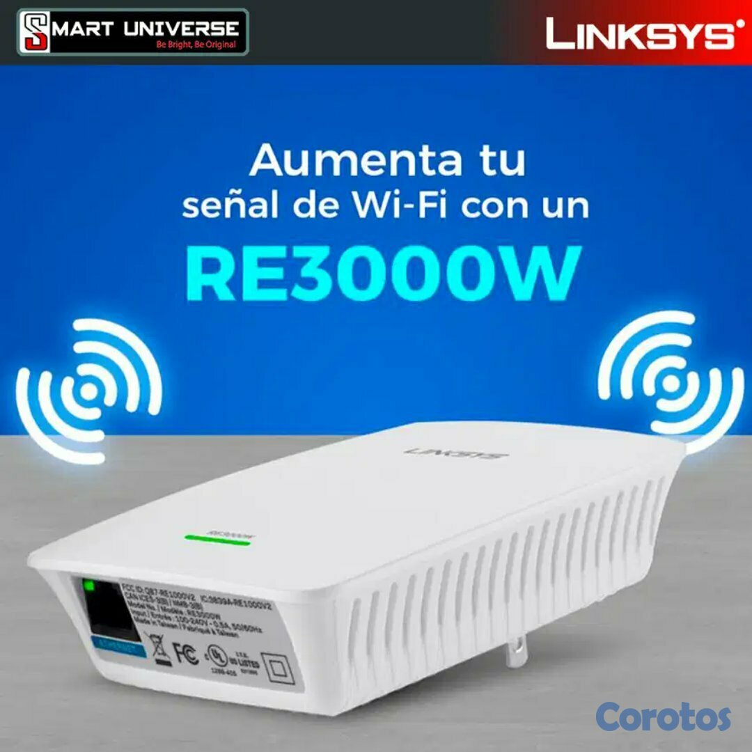 computadoras y laptops - REPETIDOR DIRECTO A LA PARED LINKSYS RE3000W-LA, RANGE EXTENDER 2.4GHZ, 300MBPS, 2