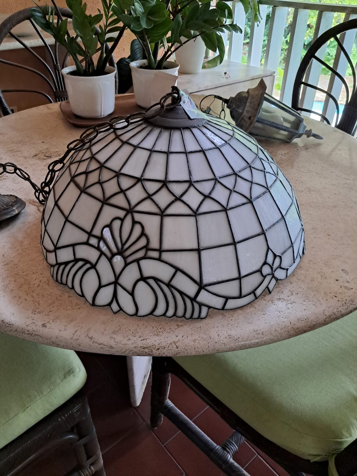 arte y antigüedades - Lampara Tiffany de vitral blanco 