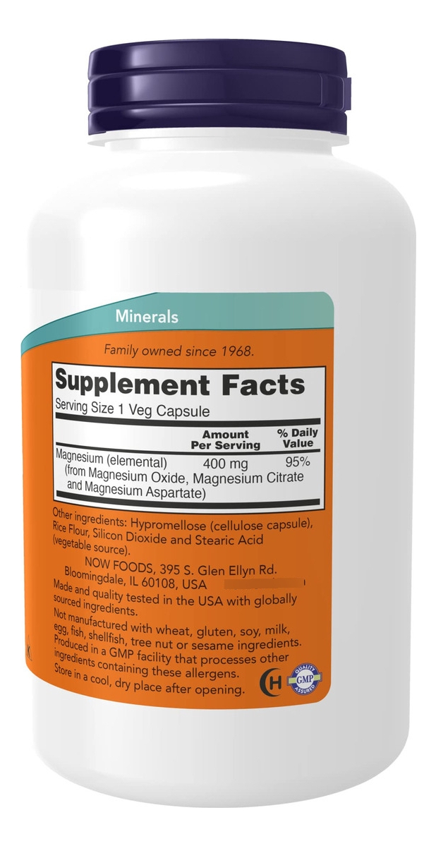 Salud y Equipamiento Médico - Now Suplementos Magnesio 400 Mg Funcion Enzimatica 1