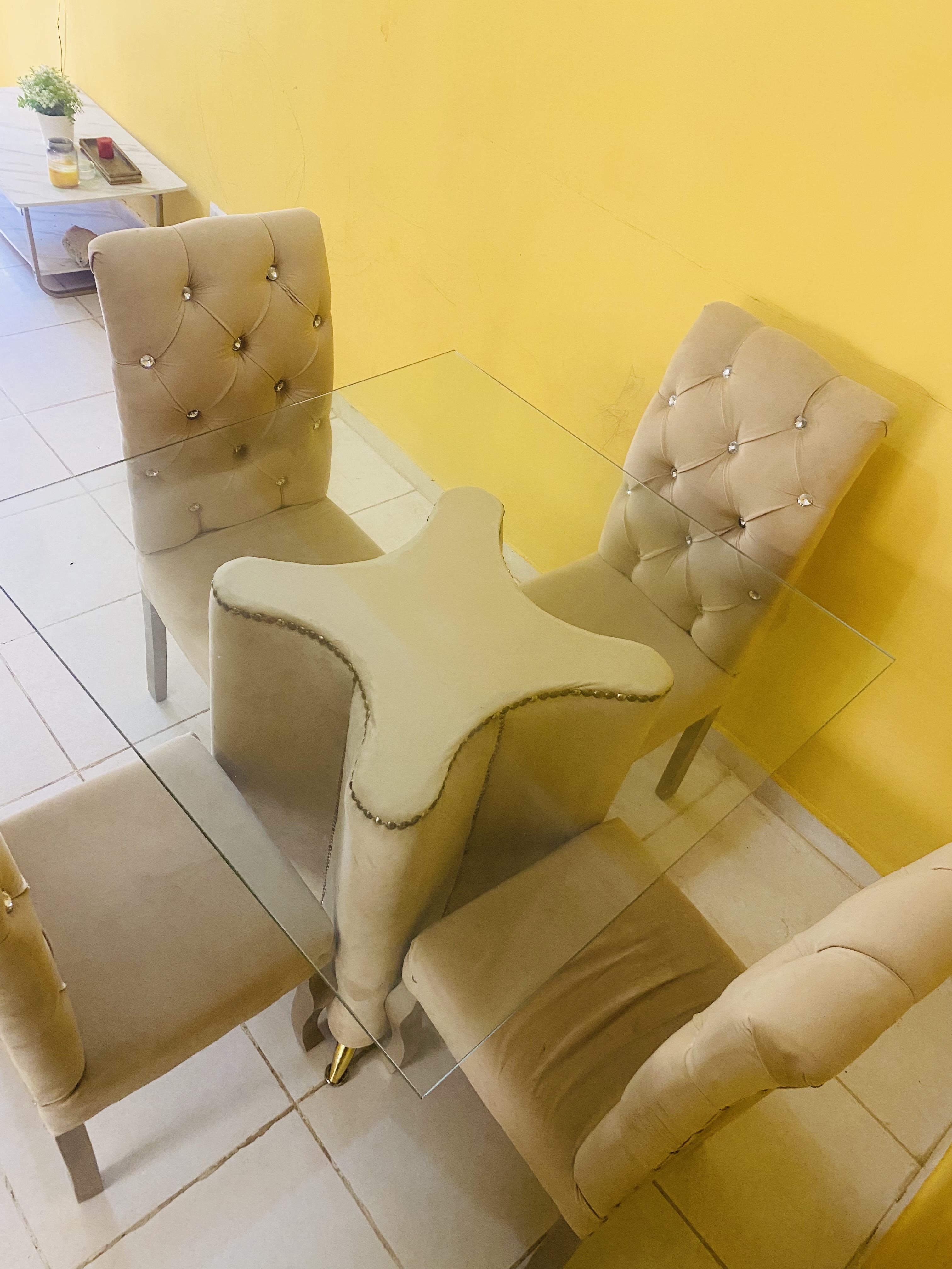 muebles y colchones - comedor de 4 sillas crema  2
