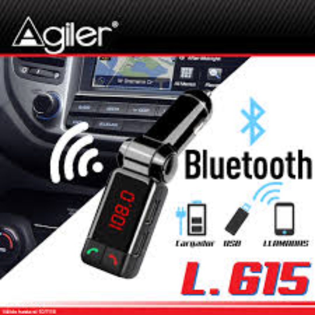 computadoras y laptops - TRANSMISOR FM PARA CARRO BLUETOOTH AGILER, 2 PUERTOS USB - CONTROL PARA LLAMADAS 2