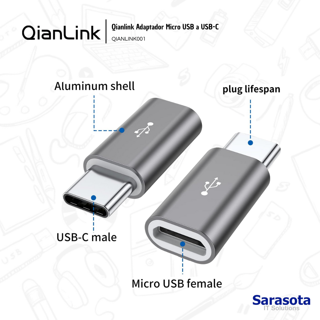 accesorios para electronica - Adaptador de microUSB a USB-C marca Qianlink 1