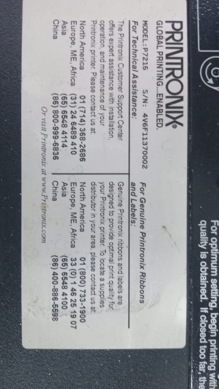 equipos profesionales - Printronix PSA3 P7215 2