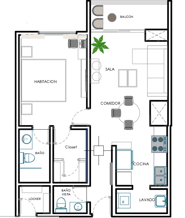 apartamentos - Apto Venta Los Rios piso 3 con 78 metros 1 habitac 7