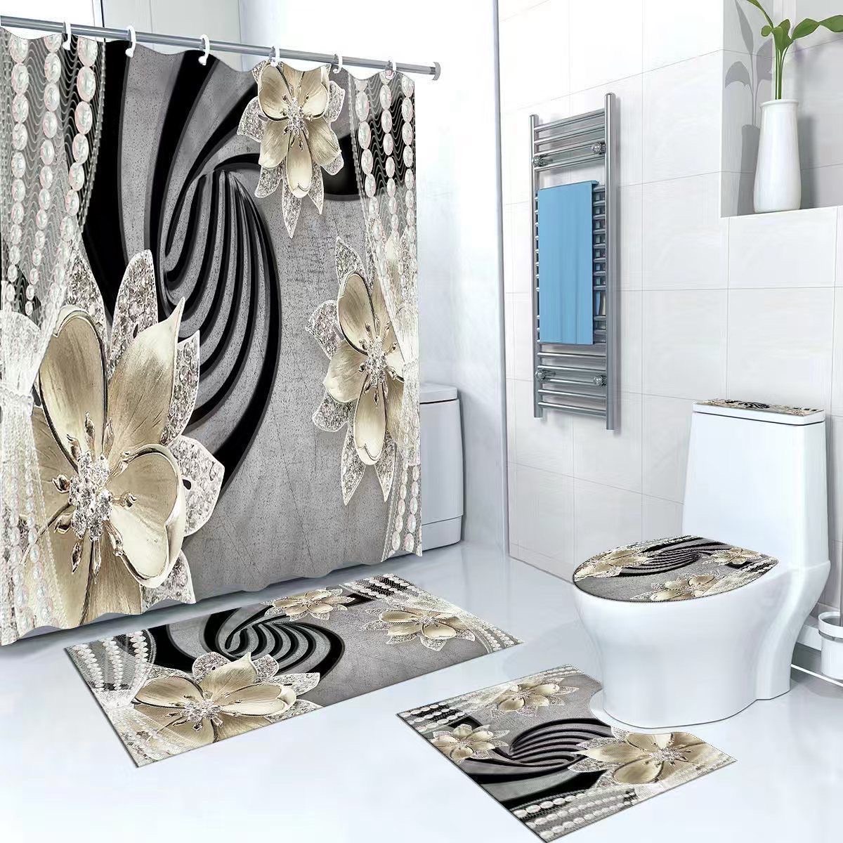 decoración y accesorios - alfombras de baño 5 piezas  4