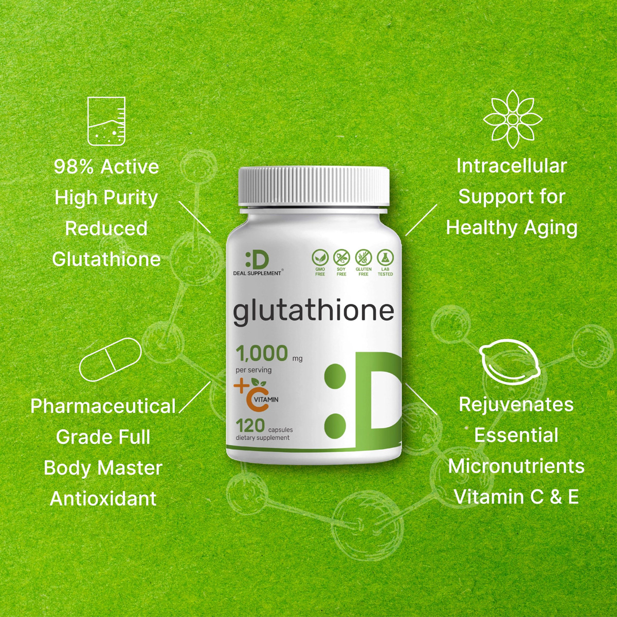 Salud y Equipamiento Médico - Glutation Reducido 1000mg 120u Deal Supplement 3