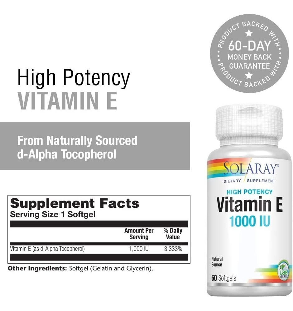 Salud y Equipamiento Médico - Vitamina E 1000 Ui Solaray 1