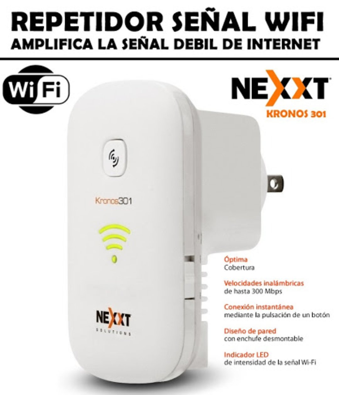 computadoras y laptops - REPETIDOR NEXXT  RANGE EXTENDER, DIRECTO A LA PARED KRONOS 301 WIRELESS AP, 0