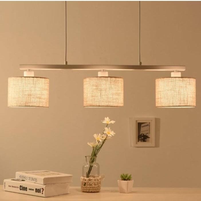 decoración y accesorios - Lámpara de techo colgante de lino blanco vintage