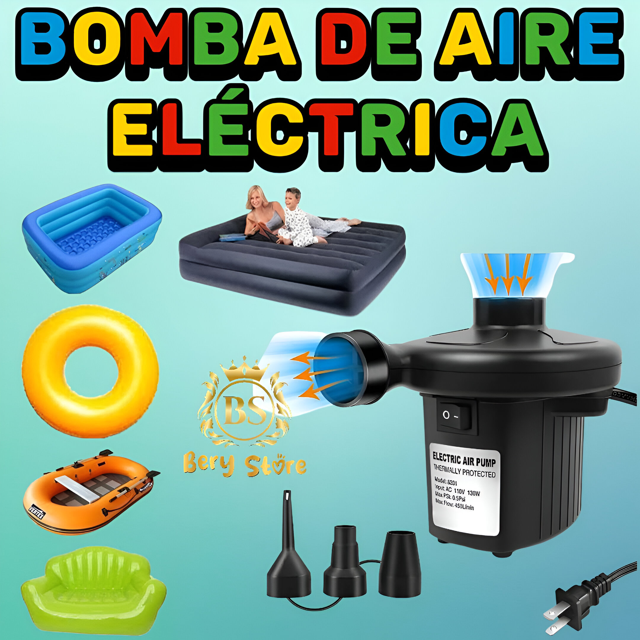 decoración y accesorios - 🎀 Bomba De Aire Eléctrica Para Colchón Inflable 1