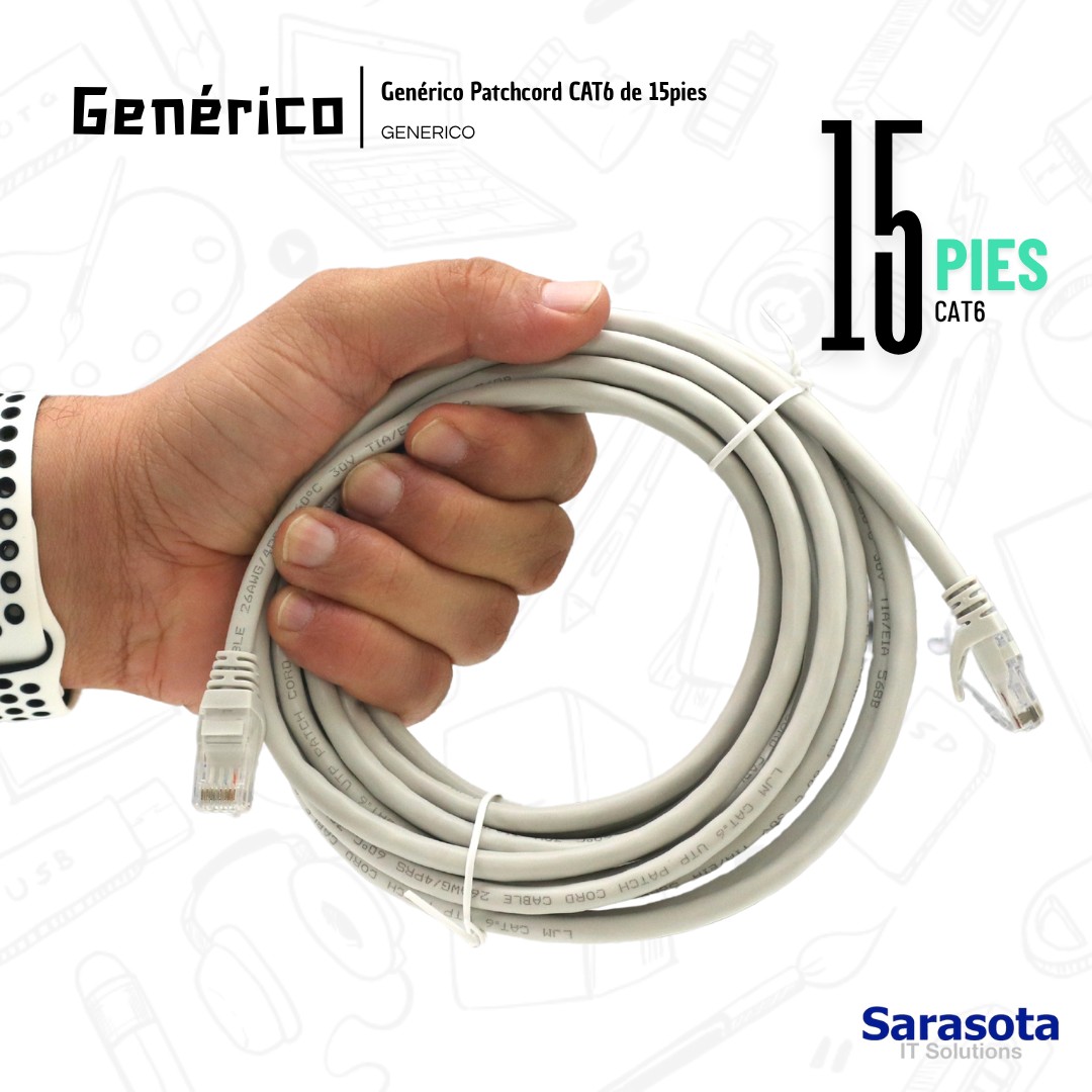 accesorios para electronica - Patch Cord RJ45 CAT6 de 15 pies 1
