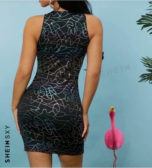 ropa para mujer - Vestido estampado negro 1