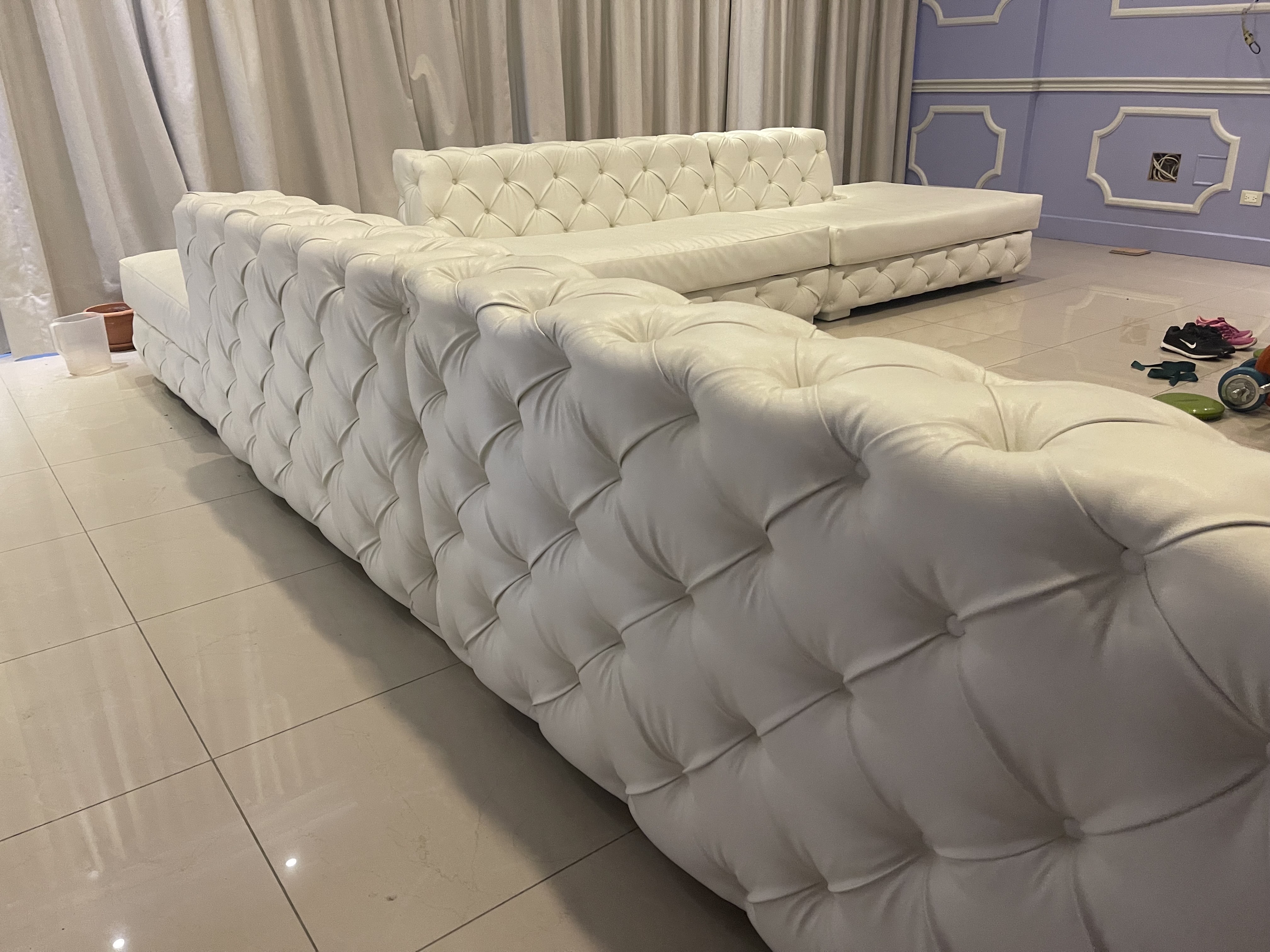 muebles y colchones - Mueble en tacto piel italiano blanco. 8