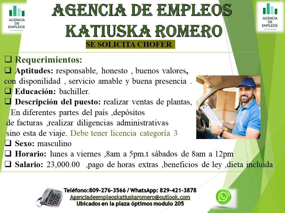 empleos disponibles - un chofer 