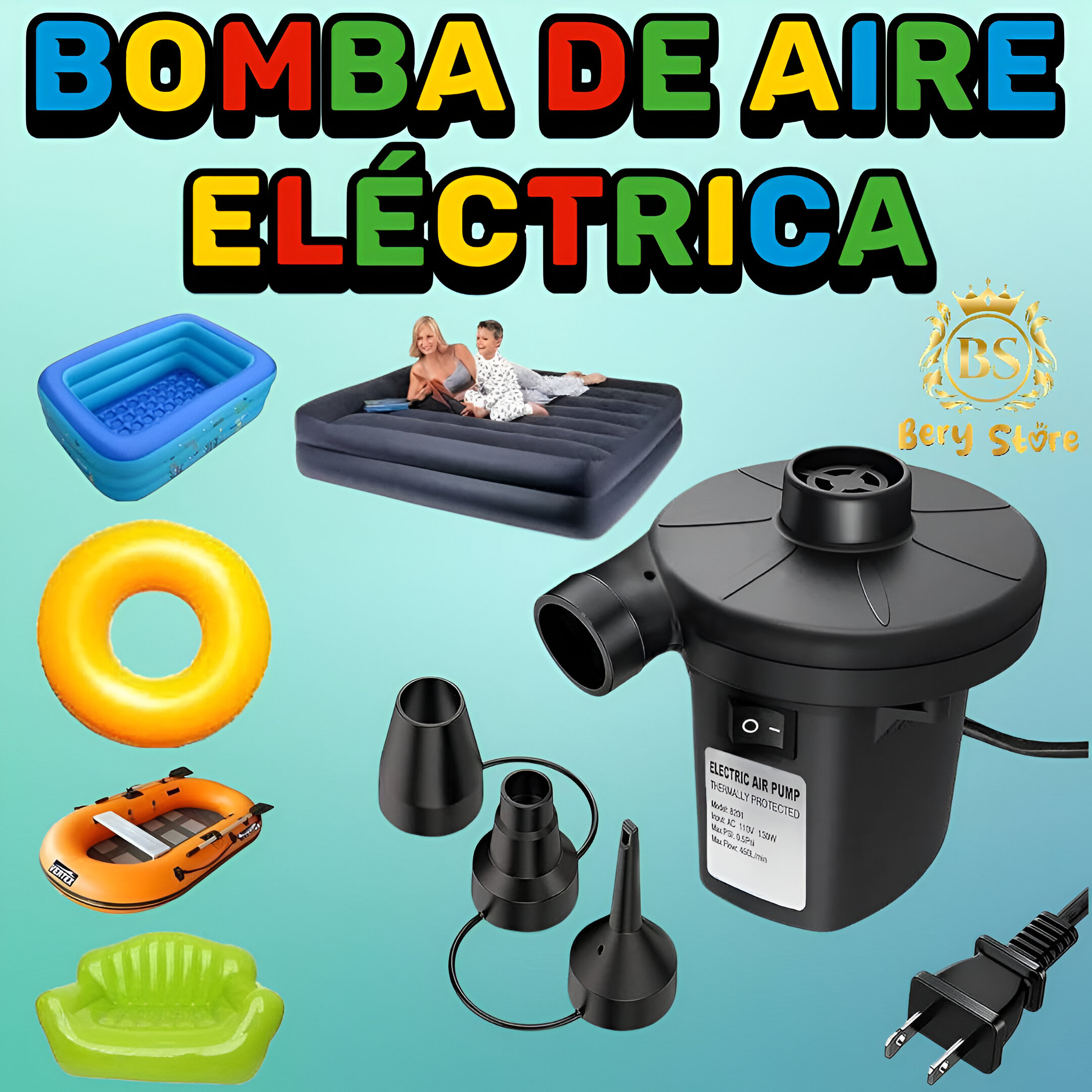 decoración y accesorios - 🎀 Bomba De Aire Eléctrica Para Colchón Inflable 2