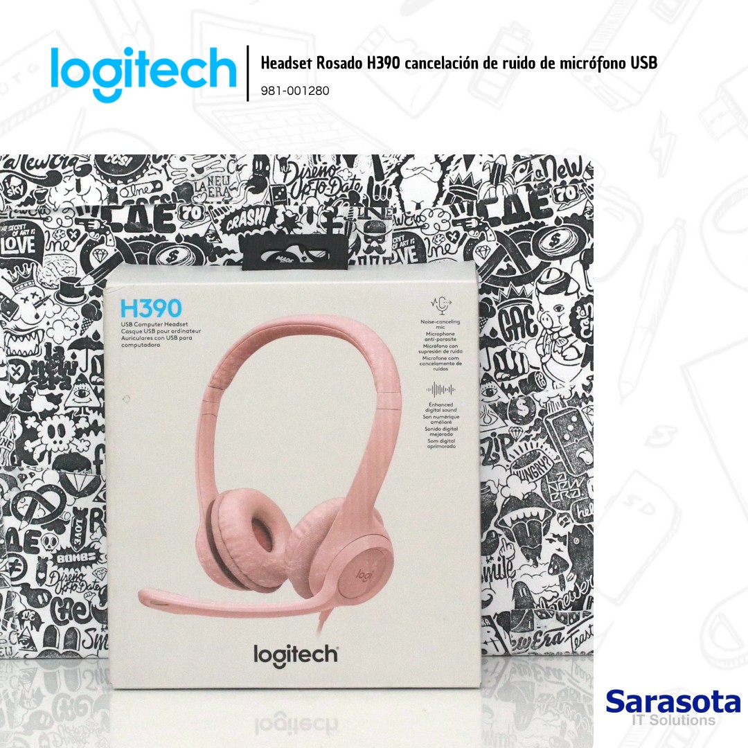 camaras y audio - Logitech Headset Rosado H390 cancelación de ruido 