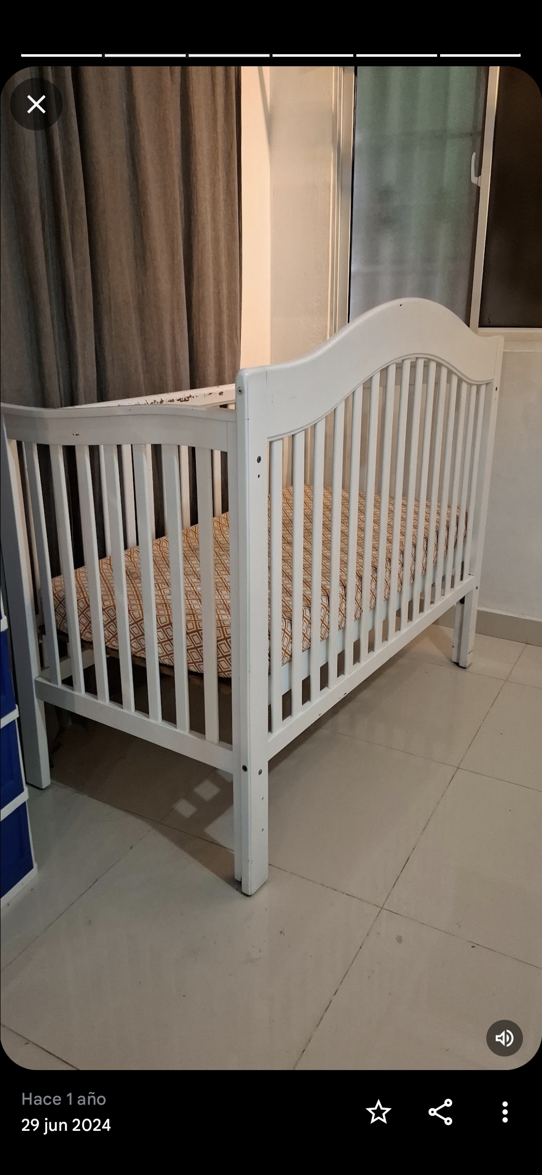 muebles - Vendo Cuna de Bebe color blanca *usada 1