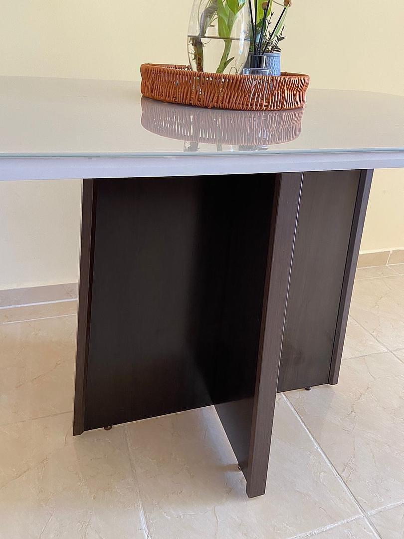 muebles y colchones - MESA DE COMEDOR TOPE DE CRISTAL OFF WHITE 0