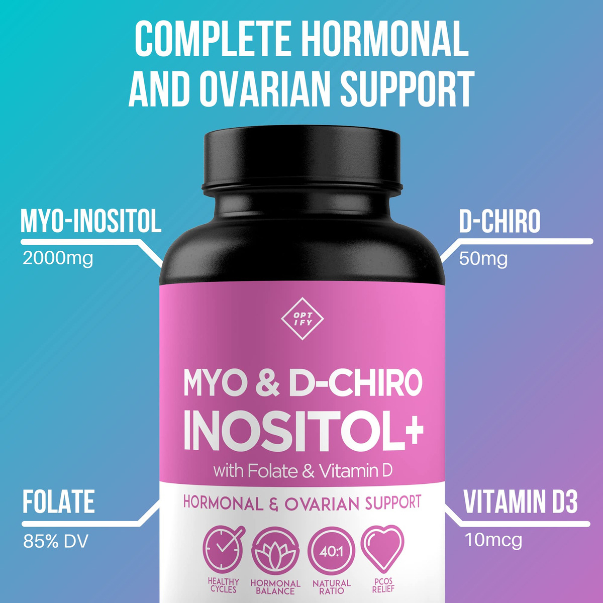 Salud y Equipamiento Médico - Myo & D-chiro Inositol 120 Cap Optify 1