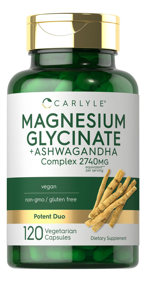 Salud y Equipamiento Médico - Glicinato De Magnesio Con Ashwagandha 2,740mg 120cap Carlyle 0