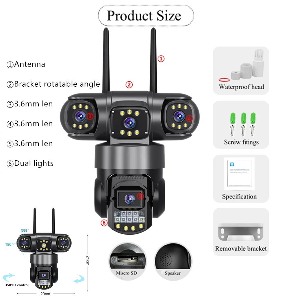 camaras y audio - Cámara de Seguridad WiFi PTZ de 3 Lentes – Visión  2