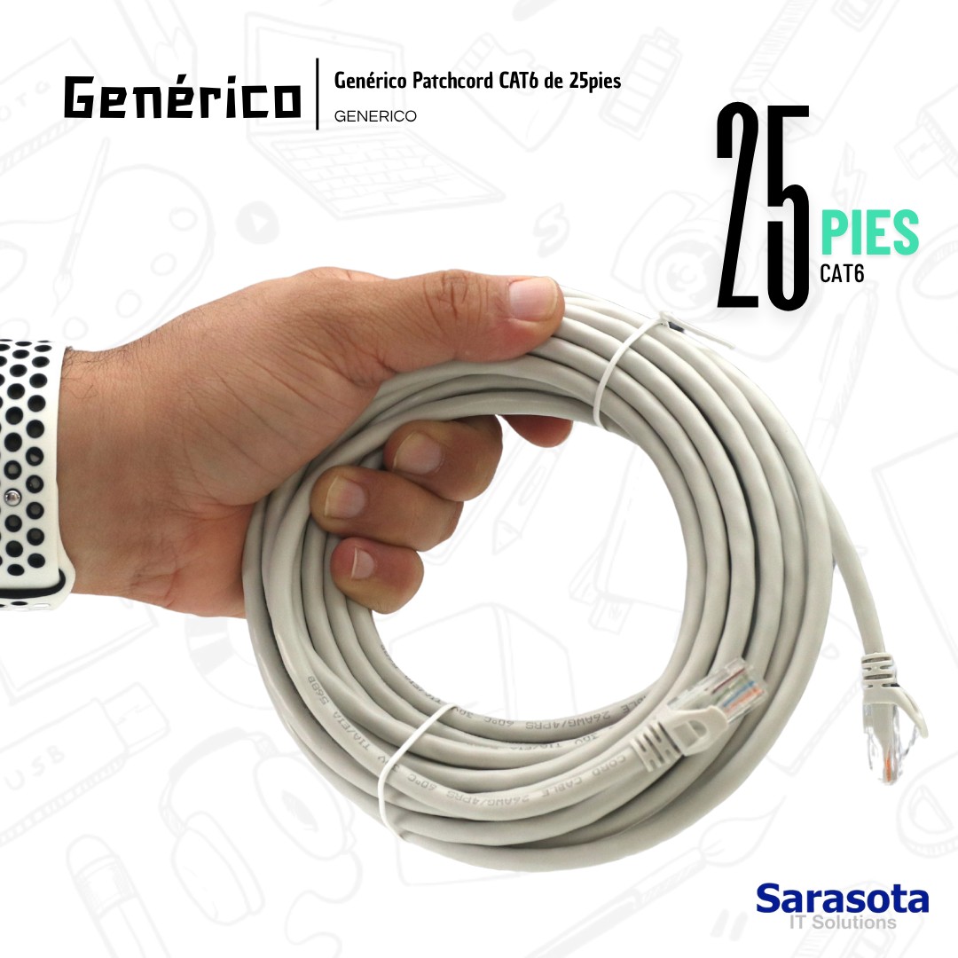 accesorios para electronica - Patch Cord RJ45 CAT6 de 25 pies (Somos Sarasota) 1